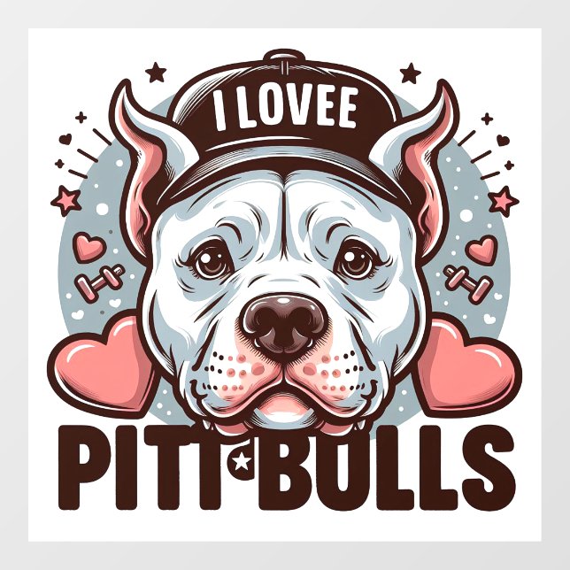 I Love Pitbulls Window Cling (Sheet)