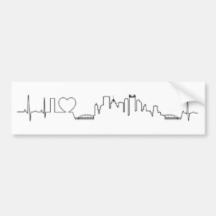 I love Pittsburgh in an extraordinary ecg style Bumper Sticker