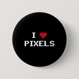I Love Pixels C64 Fans Heart Gaming Shirt Funny Vi 2 Inch Round Button