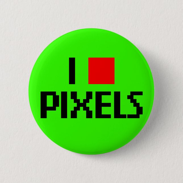I Love Pixels Dark 2 Inch Round Button (Front)