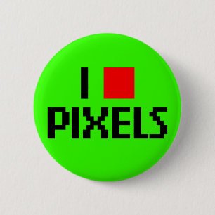 I Love Pixels Dark 2 Inch Round Button