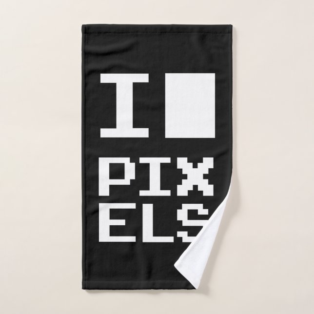 I Love Pixels, design geek, art des pixels (Serviette à main)