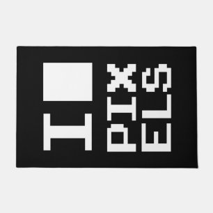 I Love Pixels, geek design, pixel art Doormat