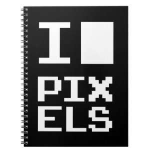I Love Pixels, geek design, pixel art Notebook