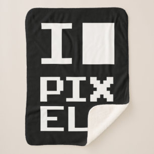 I Love Pixels, geek design, pixel art Sherpa Blanket