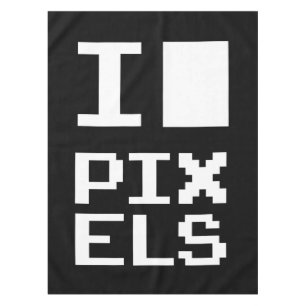 I Love Pixels, geek design, pixel art Tablecloth