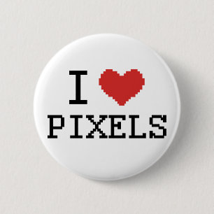 I Love Pixels / I Heart Pixels 2 Inch Round Button