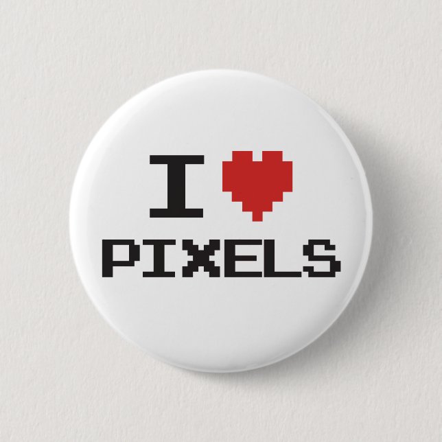 I love pixels pixelated heart retro 8bit gamer 2 inch round button (Front)