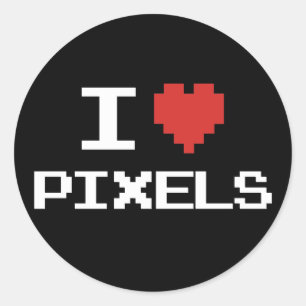 I love pixels pixelated heart retro 8bit gamer classic round sticker