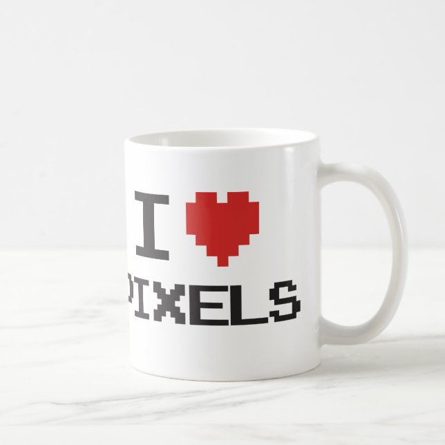 I love pixels pixelated heart retro 8bit gamer coffee mug (Right)