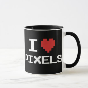 I love pixels pixelated heart retro 8bit gamer mug