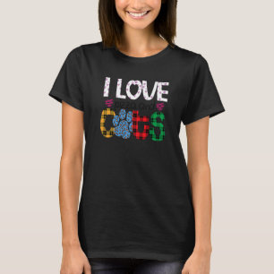 I Love Pizza And Cats Graphic Patchwork Cat T-Shirt