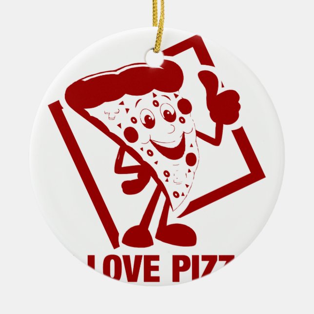 I Love Pizza Ceramic Ornament (Front)