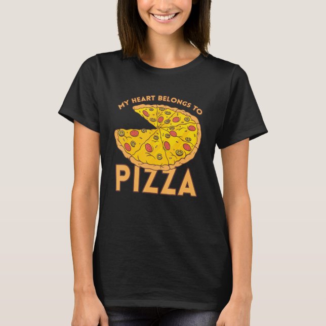 I Love Pizza Heart Valentines Day T-Shirt (Front)