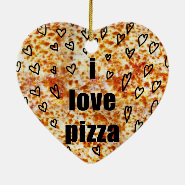 I love pizza/Pizza loves me Ceramic Ornament (Back)