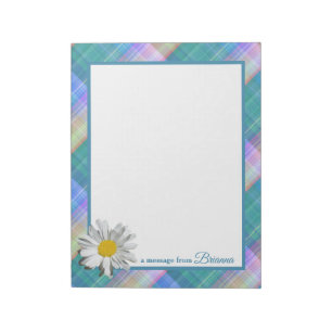 I Love Plaid Green Tartan With Daisy Accent Notepad