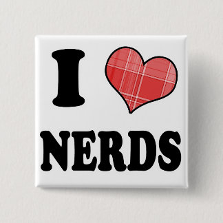 I Love (Plaid Heart) Nerds 2 Inch Square Button