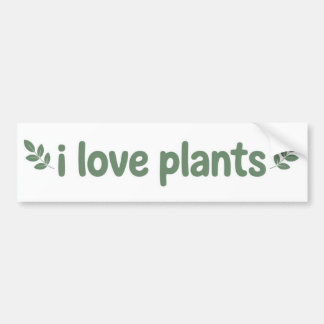 I LOVE PLANTS Botanical Green Bumper Sticker