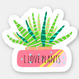 I Love Plants Cactus Sticker