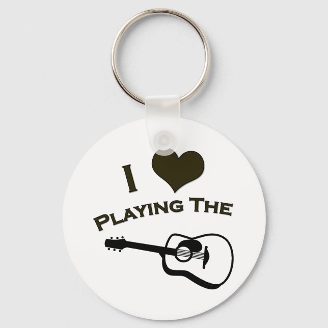 I Love Playing the Guitar Keychain (Front)