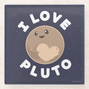 I Love Pluto Glass Coaster