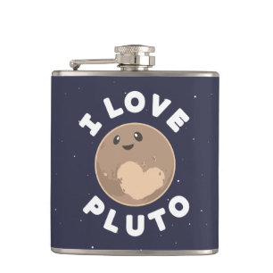 I Love Pluto Hip Flask