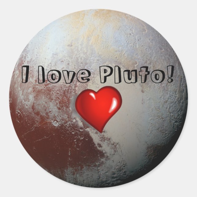 I love Pluto red heart Classic Round Sticker (Front)