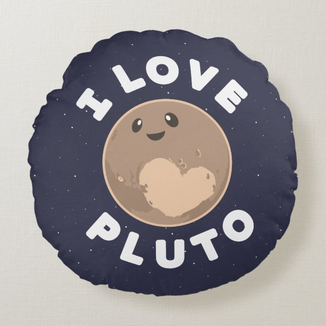 I Love Pluto Round Pillow (Front)