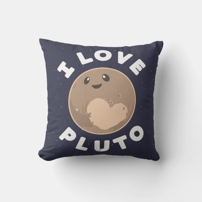 I Love Pluto Throw Pillow (Front)