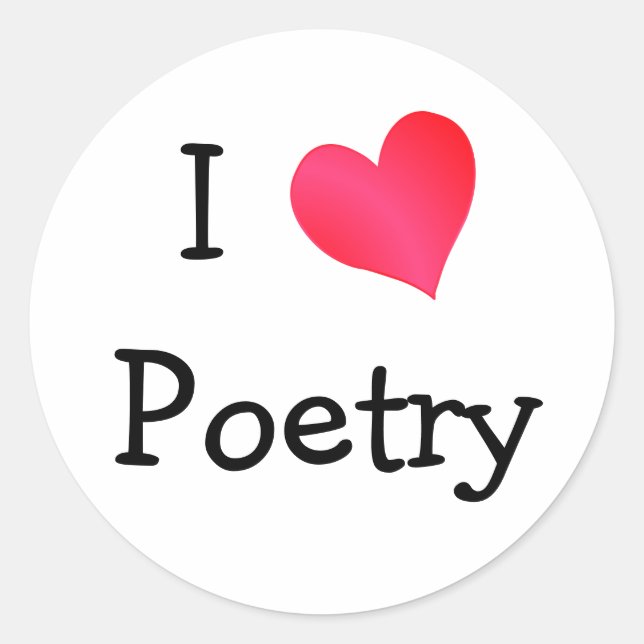 I Love Poetry Classic Round Sticker (Front)