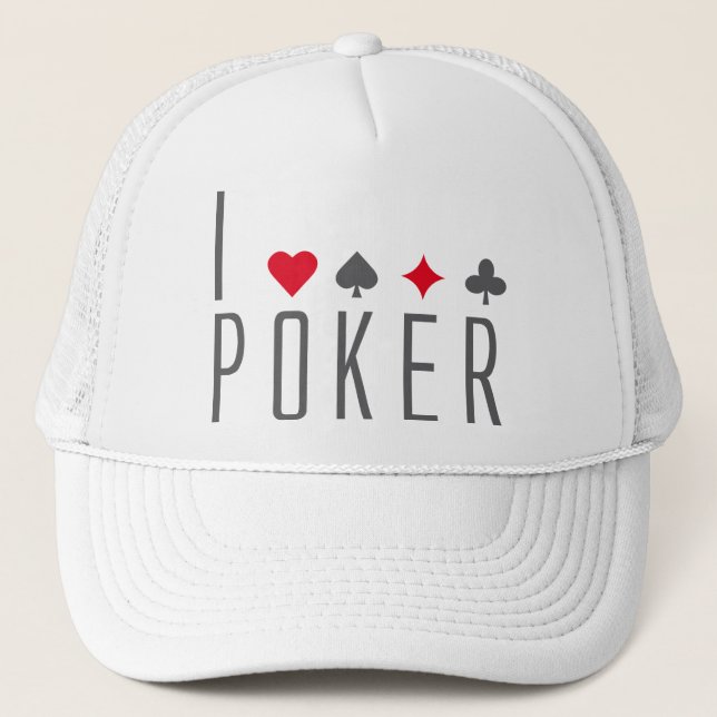 I Love Poker Trucker Hat (Front)
