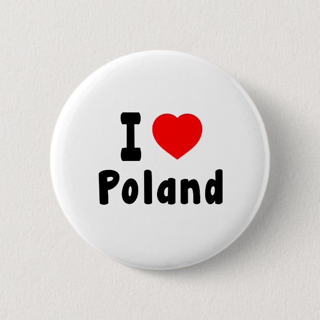 I Love Poland. 2 Inch Round Button (Front)