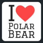 I love polar bear square sticker<br><div class="desc">I love polar bear ,  for animal kingdom lovers</div>