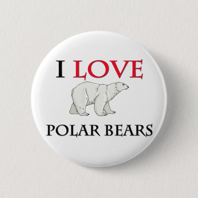 I Love Polar Bears 2 Inch Round Button (Front)