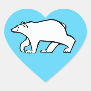 I love Polar BEARS - Wildlife - Arctic -Blue Heart Sticker