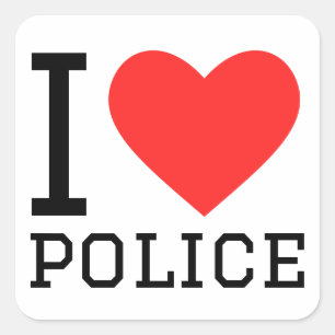 i love police square sticker
