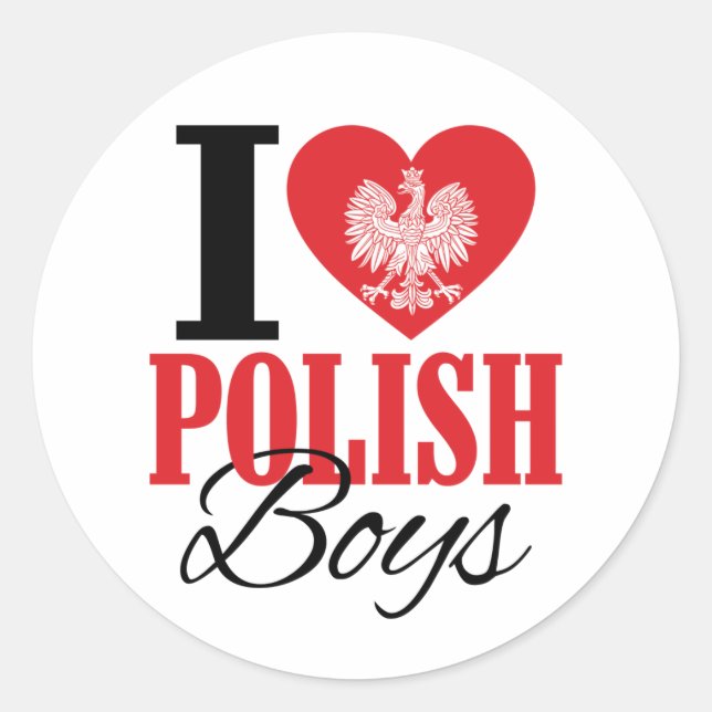I Love Polish Boys Classic Round Sticker (Front)