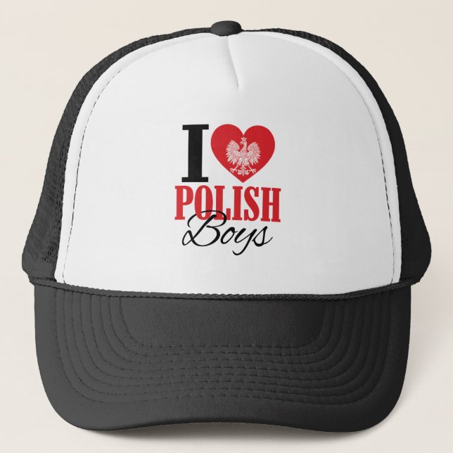 I Love Polish Boys Trucker Hat (Front)