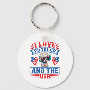 I love Poodles and the USA 01 Keychain