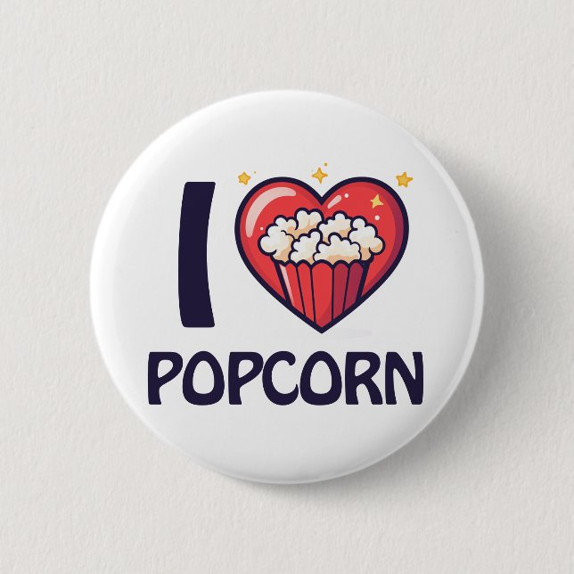 I love Popcorn 2 Inch Round Button (Front)