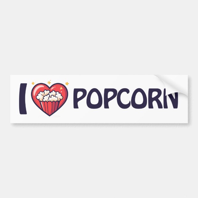 I love Popcorn Bumper Sticker (Front)
