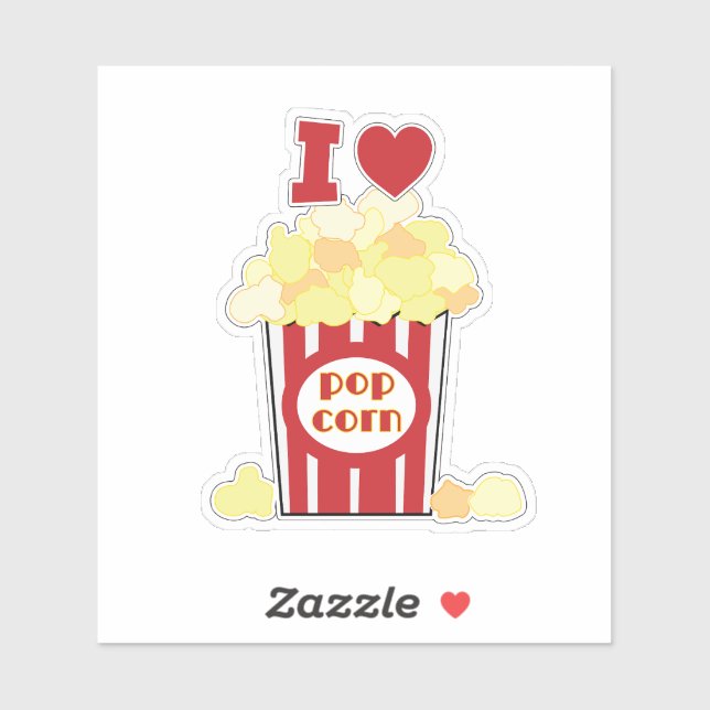 I Love Popcorn Sticker (Sheet)