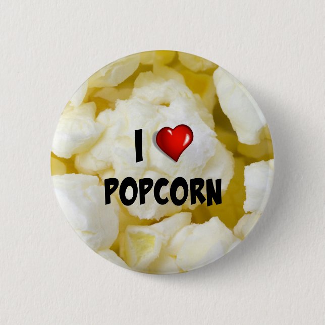 I Love Popcorn...Yum 2 Inch Round Button (Front)