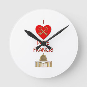 I Love Pope Francis Round Clock