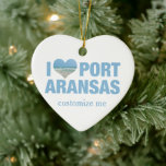 I Love Port Aransas Ceramic Ornament<br><div class="desc">I love Port Aransas Christmas ornament with a cute heart shaped photo of the Texas seaside. Beautiful coastal ocean waters make me happy on summer vacation. A cute keepsake gift.</div>