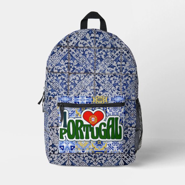 I Love Portugal Blue Tiles Backpack (Front)