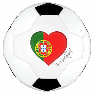 I Love Portugal Flag Colours Heart Soccer Ball