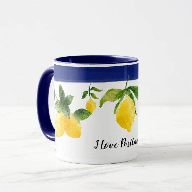 I Love Positano Mug Lemons Tile Amalfi Coast (Front Left)