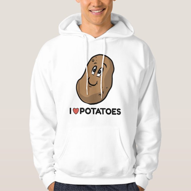 I Love Potatoes Cartoon Potato Hoodie (Front)