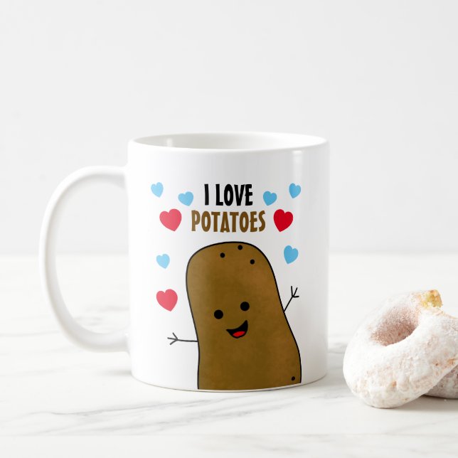 I Love Potatoes Coffee Mug (With Donut)
